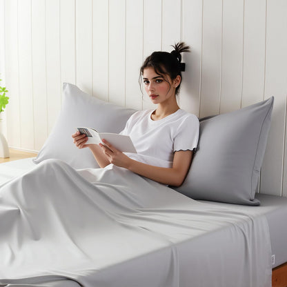 King Size Bamboo Viscose Zippered Pillowcases, 2 Pack, Navy Blue