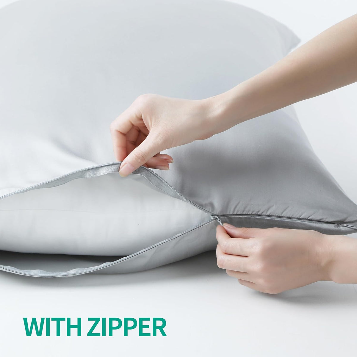 King Size Bamboo Viscose Zippered Pillowcases, 2 Pack, Navy Blue