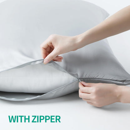 King Size Bamboo Viscose Zippered Pillowcases, 2 Pack, Navy Blue