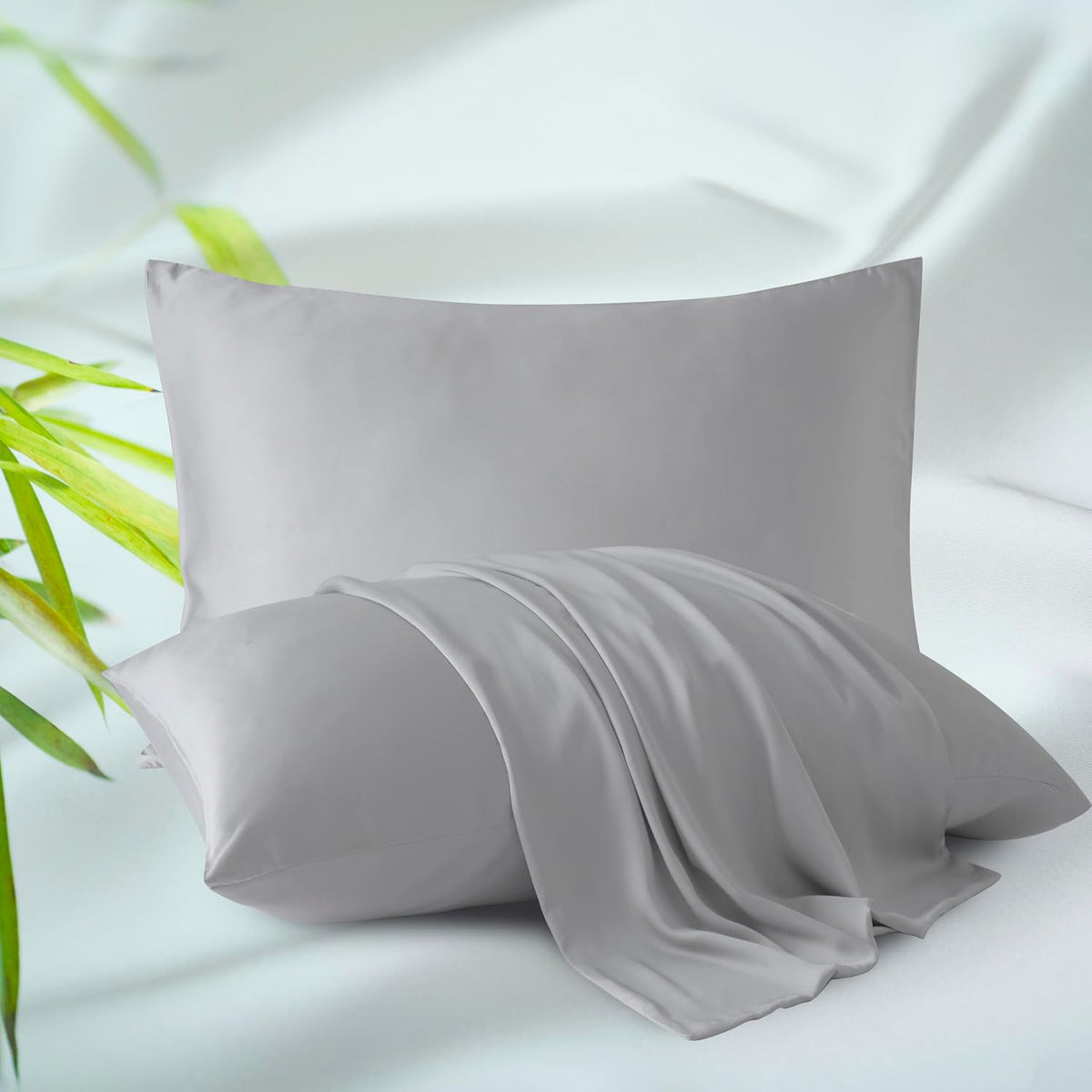 King Size Bamboo Viscose Zippered Pillowcases, 2 Pack, Navy Blue