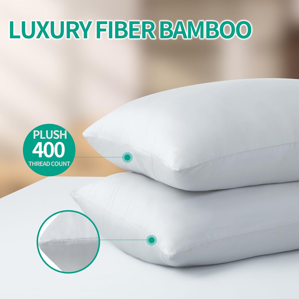 King Size Bamboo Viscose Zippered Pillowcases, 2 Pack, Navy Blue