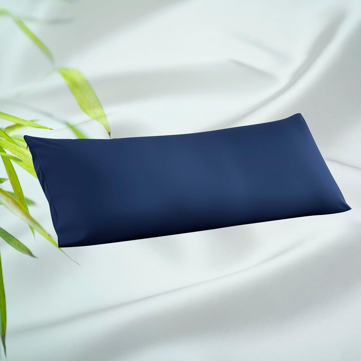 King Size Bamboo Viscose Zippered Pillowcases, 2 Pack, Navy Blue