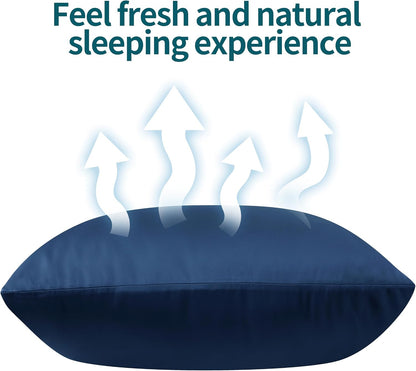King Size Bamboo Viscose Zippered Pillowcases, 2 Pack, Navy Blue