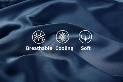 King Size Bamboo Viscose Zippered Pillowcases, 2 Pack, Navy Blue