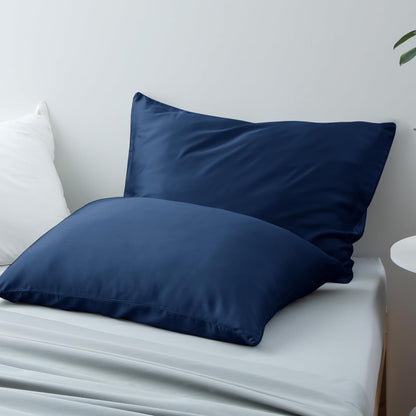 King Size Bamboo Viscose Zippered Pillowcases, 2 Pack, Navy Blue
