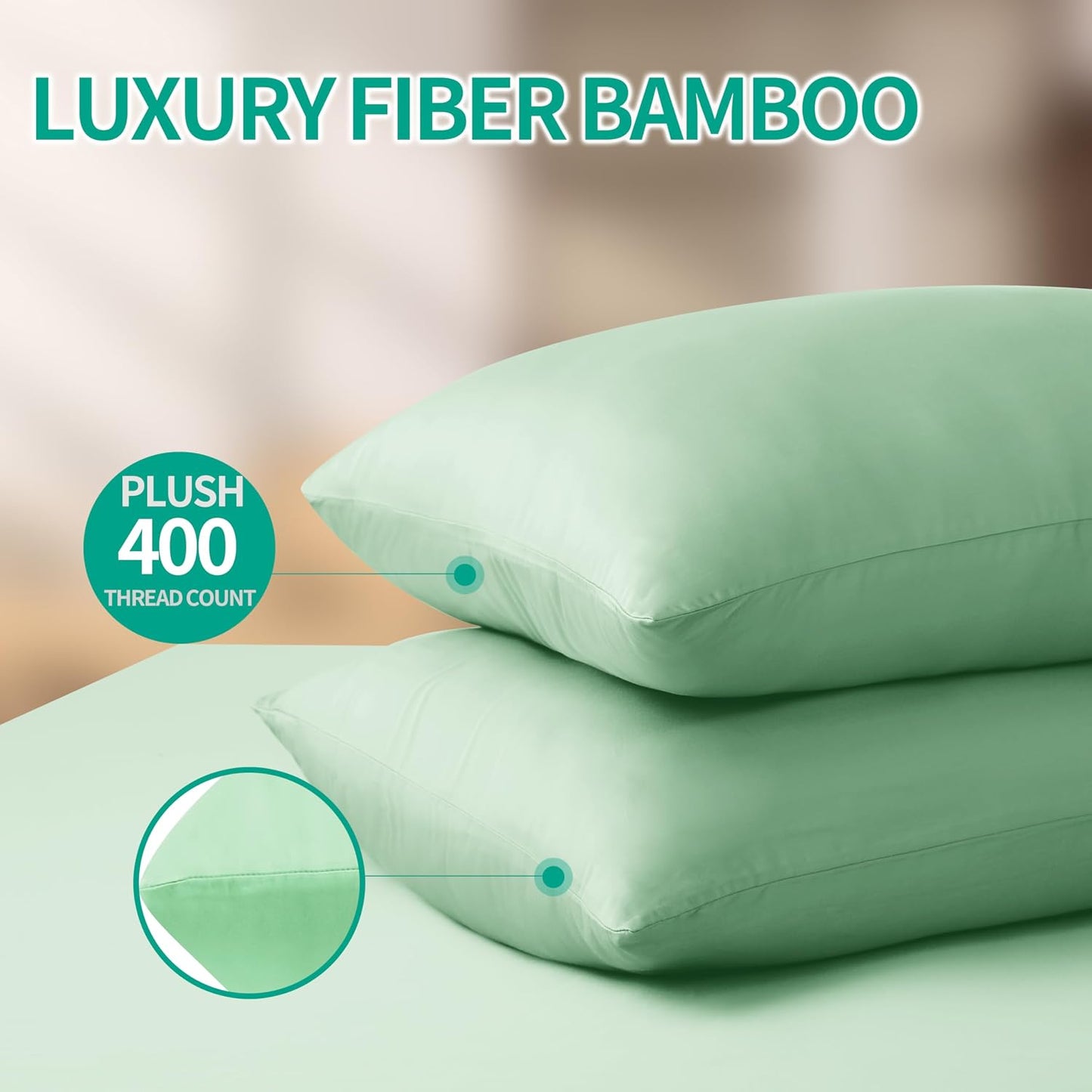 King Size Bamboo Viscose Zippered Pillowcases, 2 Pack, Navy Blue