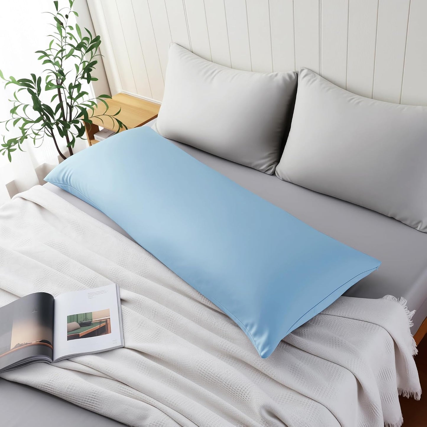 King Size Bamboo Viscose Zippered Pillowcases, 2 Pack, Navy Blue