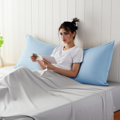 King Size Bamboo Viscose Zippered Pillowcases, 2 Pack, Navy Blue