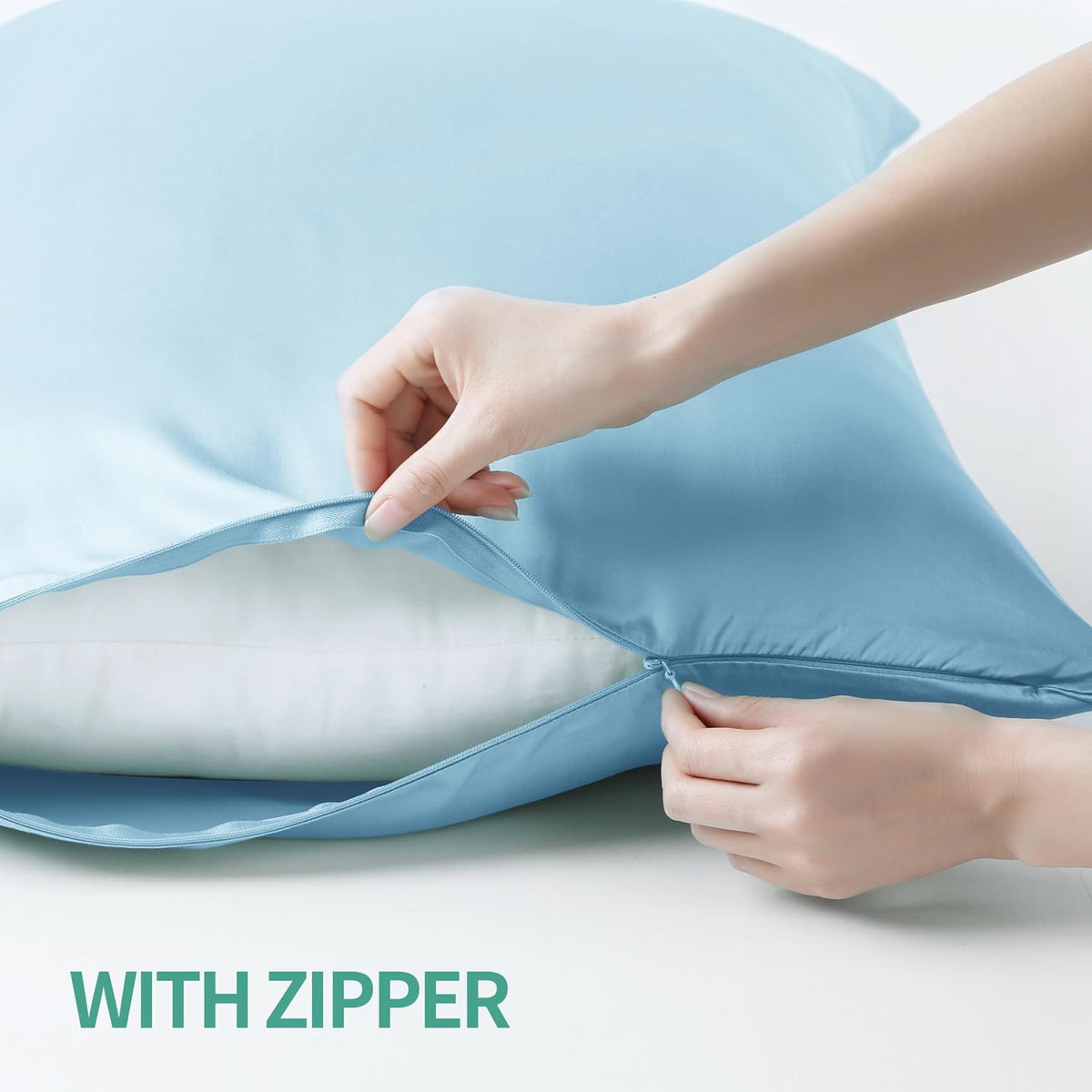 King Size Bamboo Viscose Zippered Pillowcases, 2 Pack, Navy Blue