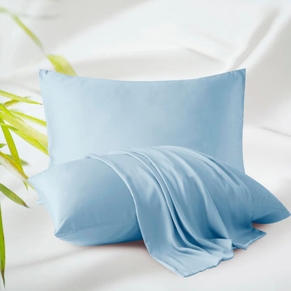 King Size Bamboo Viscose Zippered Pillowcases, 2 Pack, Navy Blue