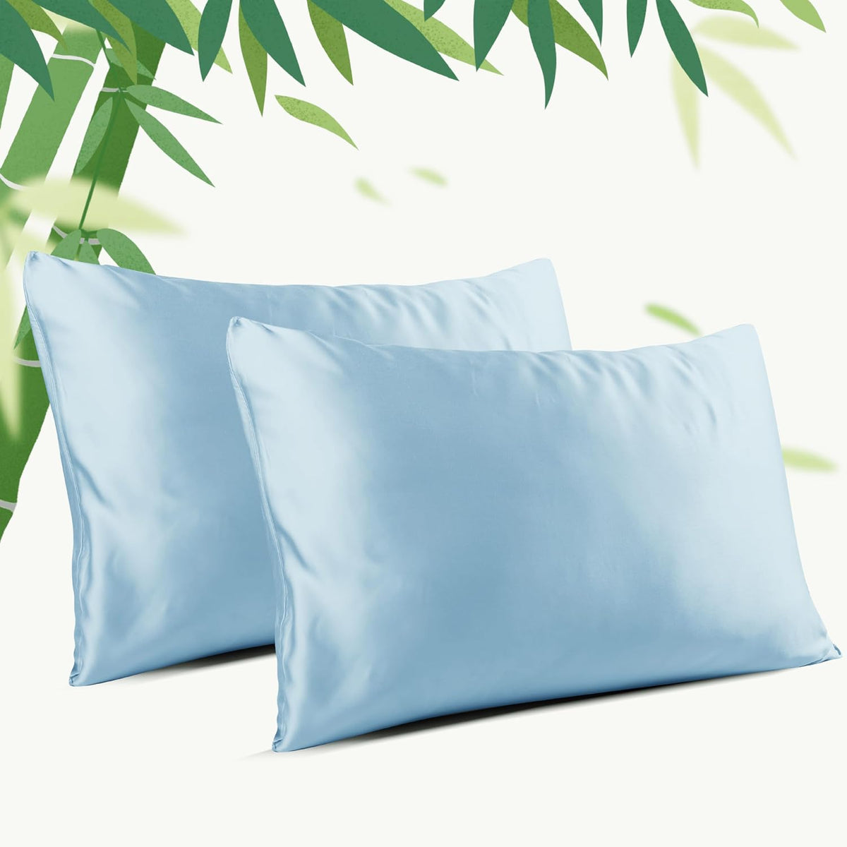 King Size Bamboo Viscose Zippered Pillowcases, 2 Pack, Navy Blue