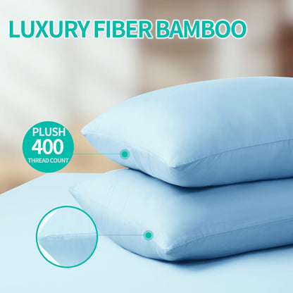 King Size Bamboo Viscose Zippered Pillowcases, 2 Pack, Navy Blue