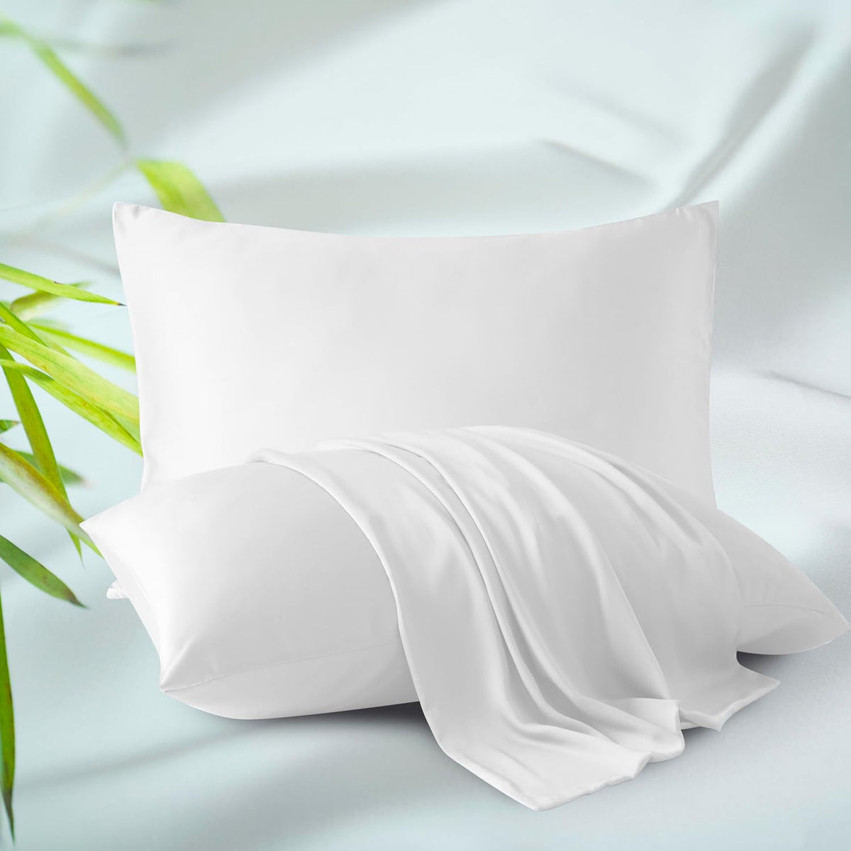King Size Bamboo Viscose Zippered Pillowcases, 2 Pack, Navy Blue