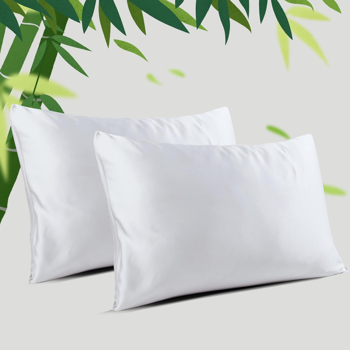 King Size Bamboo Viscose Zippered Pillowcases, 2 Pack, Navy Blue