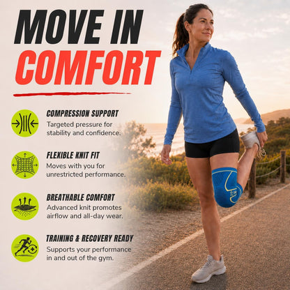 Knee Brace for Men and Women Knee Compression Sleeve Knee Support Wraps for Arthritis Joint Pain Relief, Workout, Swelling, Sports, Circulation, Running, Recovery for ACL & Meniscus Tear