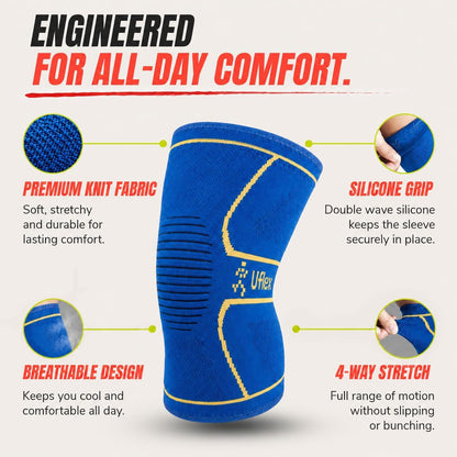 Knee Brace for Men and Women Knee Compression Sleeve Knee Support Wraps for Arthritis Joint Pain Relief, Workout, Swelling, Sports, Circulation, Running, Recovery for ACL & Meniscus Tear