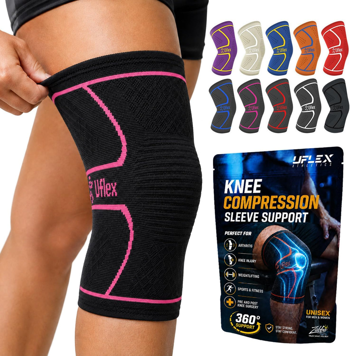 Knee Brace for Men and Women Knee Compression Sleeve Knee Support Wraps for Arthritis Joint Pain Relief, Workout, Swelling, Sports, Circulation, Running, Recovery for ACL & Meniscus Tear