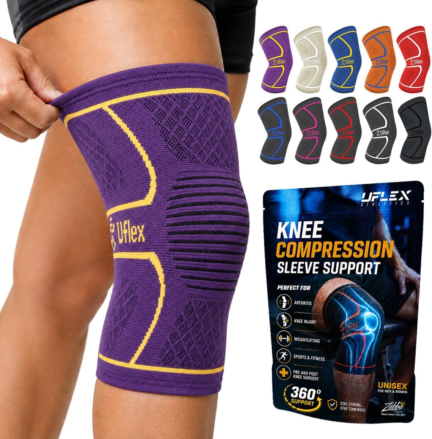 Knee Brace for Men and Women Knee Compression Sleeve Knee Support Wraps for Arthritis Joint Pain Relief, Workout, Swelling, Sports, Circulation, Running, Recovery for ACL & Meniscus Tear