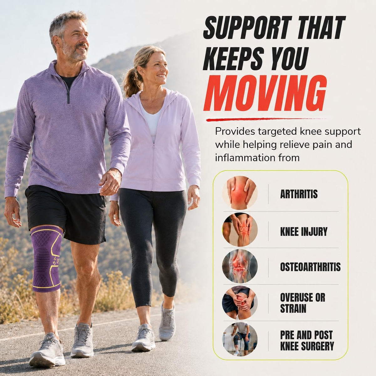 Knee Brace for Men and Women Knee Compression Sleeve Knee Support Wraps for Arthritis Joint Pain Relief, Workout, Swelling, Sports, Circulation, Running, Recovery for ACL & Meniscus Tear