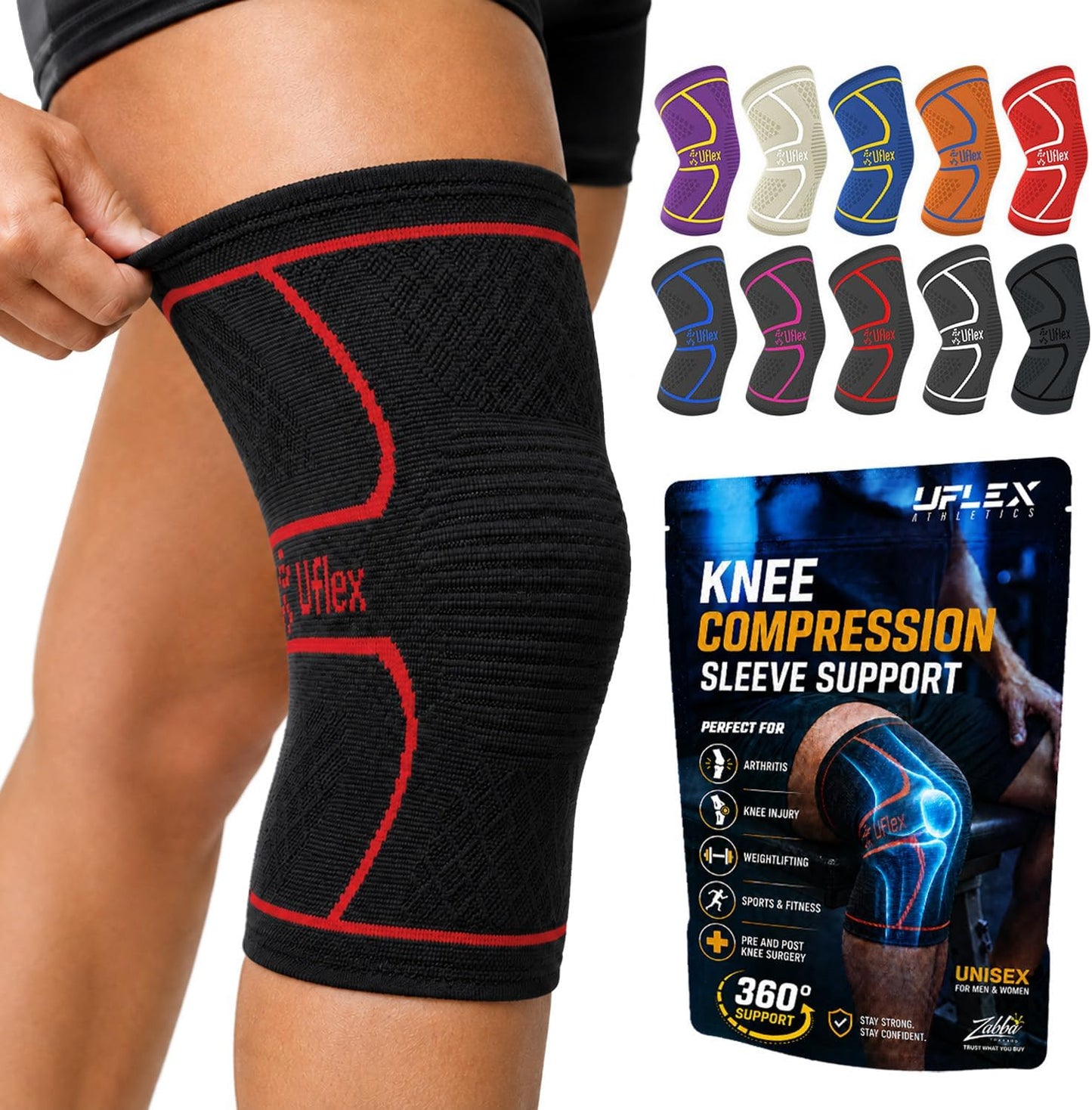 Knee Brace for Men and Women Knee Compression Sleeve Knee Support Wraps for Arthritis Joint Pain Relief, Workout, Swelling, Sports, Circulation, Running, Recovery for ACL & Meniscus Tear