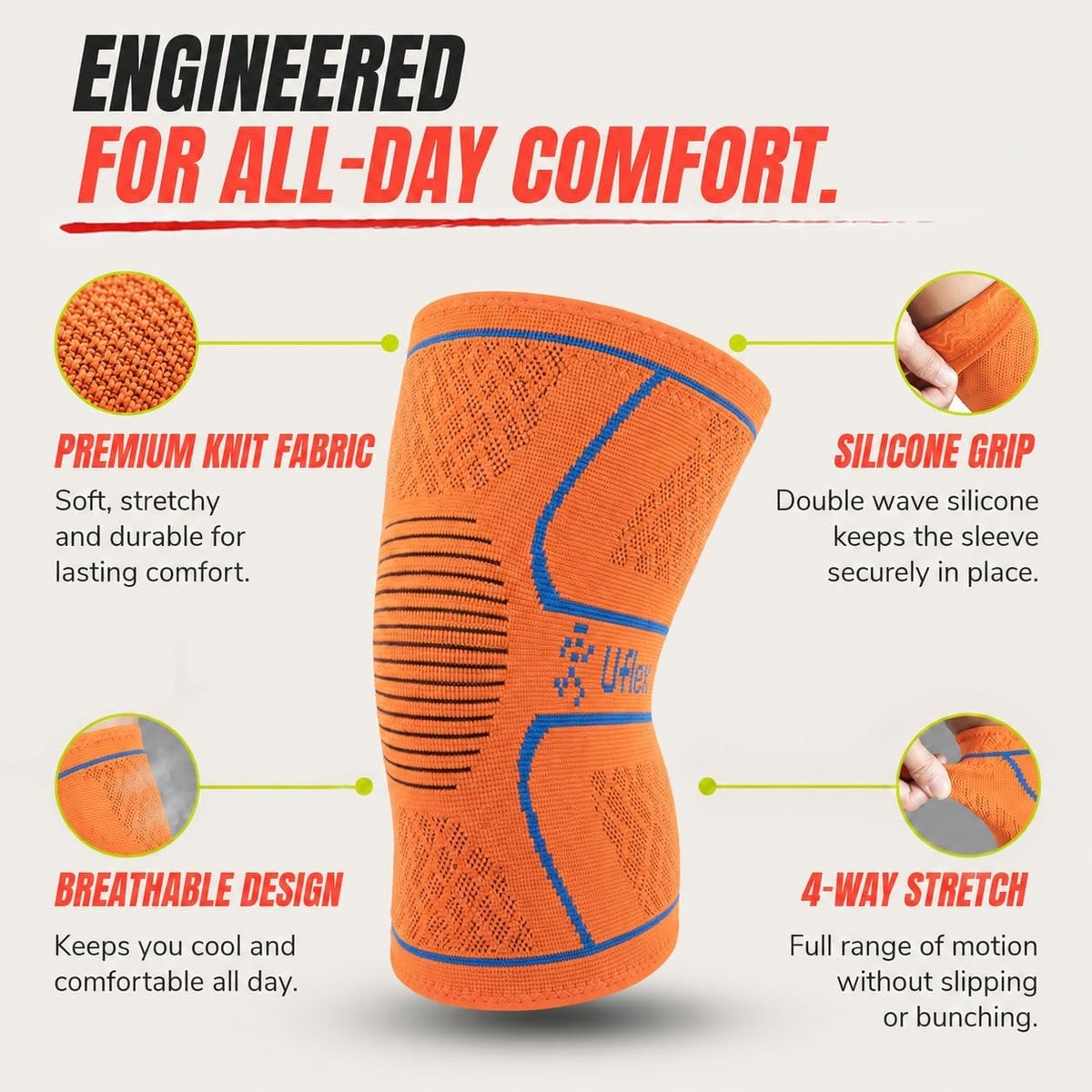 Knee Brace for Men and Women Knee Compression Sleeve Knee Support Wraps for Arthritis Joint Pain Relief, Workout, Swelling, Sports, Circulation, Running, Recovery for ACL & Meniscus Tear