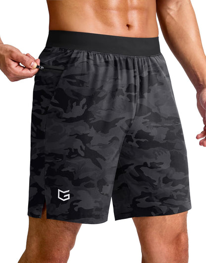 Men's Athletic Running Shorts 7"/5"/9" Zipper Pocket Lightweight Workout Gym Quick Dry Shorts Golf Tennis Hiking