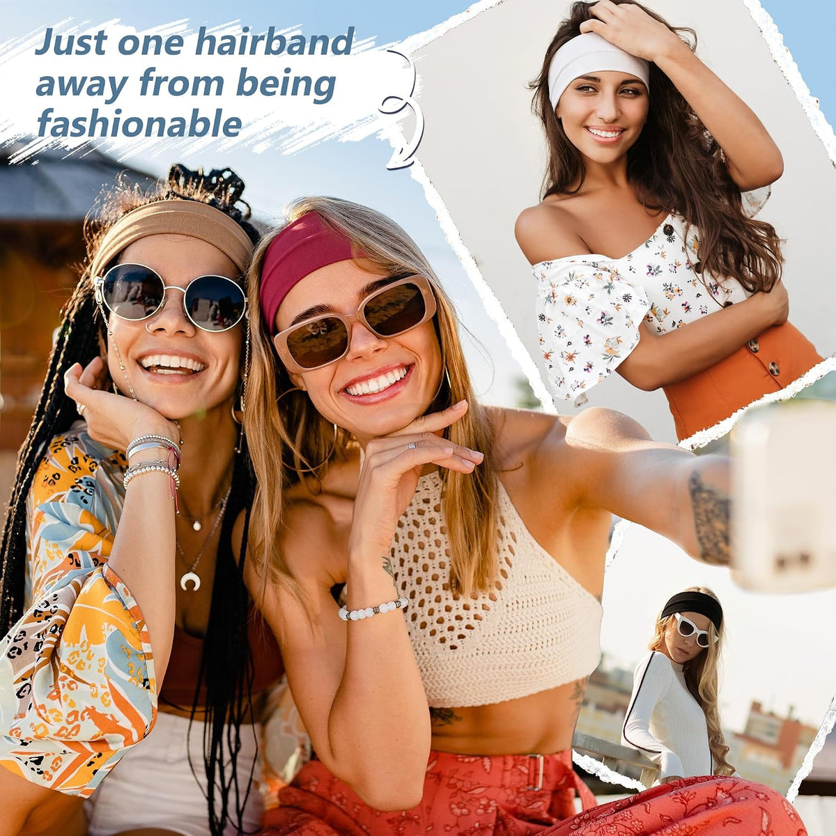 Headbands for Women – 8 Pack Wide Elastic Hair Bands, Soft Stretchy Non-Slip Sweatbands for Workouts, Yoga, Washing Face & Daily Wear