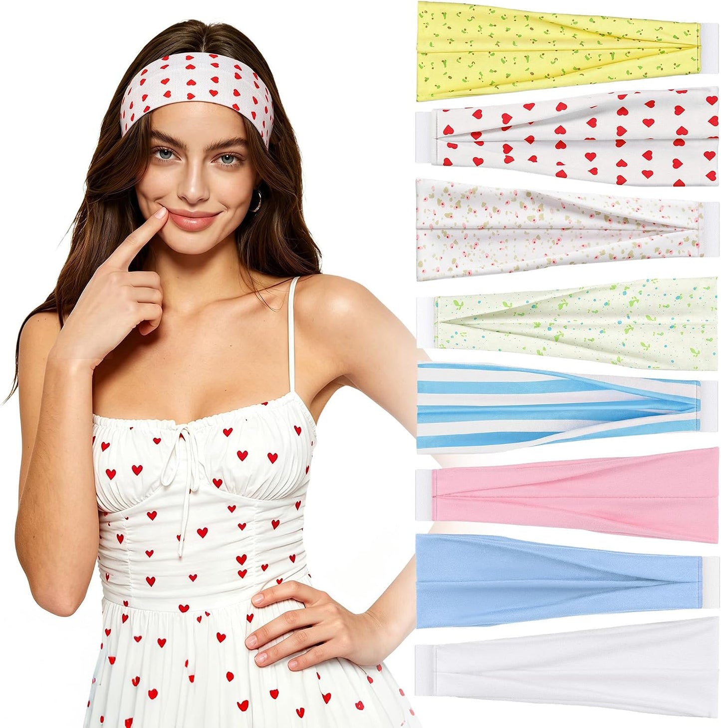 Headbands for Women – 8 Pack Wide Elastic Hair Bands, Soft Stretchy Non-Slip Sweatbands for Workouts, Yoga, Washing Face & Daily Wear