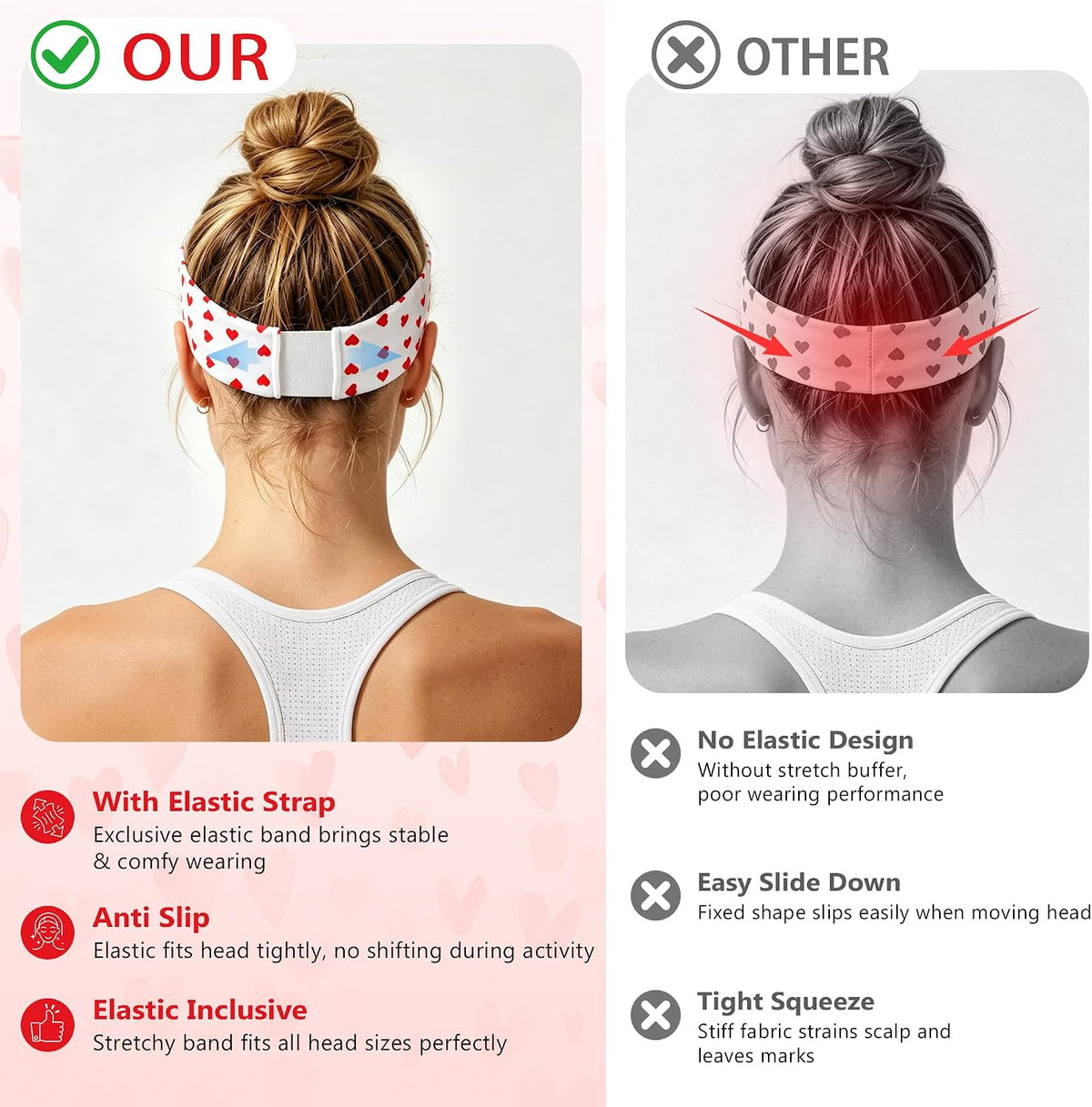 Headbands for Women – 8 Pack Wide Elastic Hair Bands, Soft Stretchy Non-Slip Sweatbands for Workouts, Yoga, Washing Face & Daily Wear