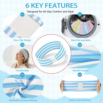 Headbands for Women – 8 Pack Wide Elastic Hair Bands, Soft Stretchy Non-Slip Sweatbands for Workouts, Yoga, Washing Face & Daily Wear