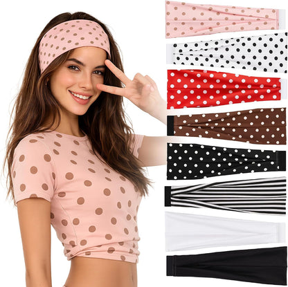 Headbands for Women – 8 Pack Wide Elastic Hair Bands, Soft Stretchy Non-Slip Sweatbands for Workouts, Yoga, Washing Face & Daily Wear