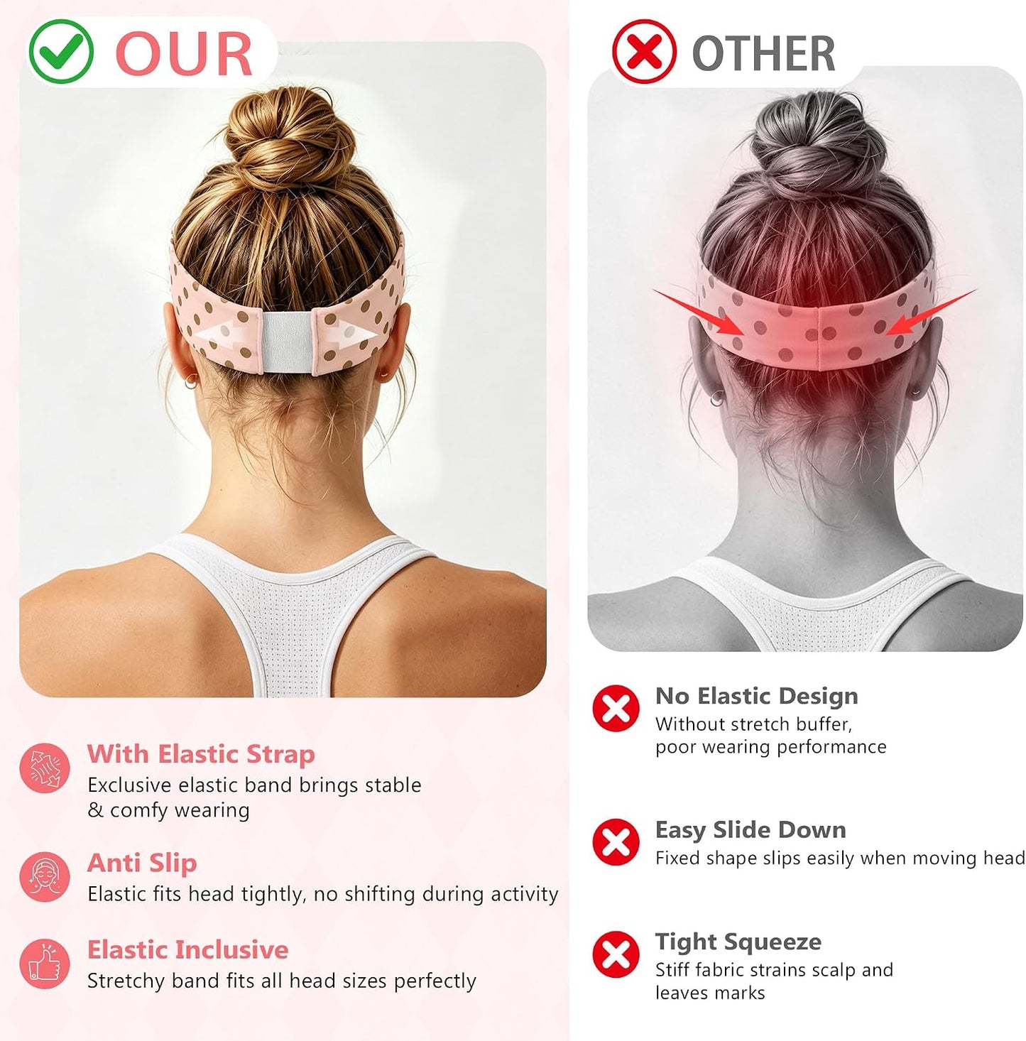 Headbands for Women – 8 Pack Wide Elastic Hair Bands, Soft Stretchy Non-Slip Sweatbands for Workouts, Yoga, Washing Face & Daily Wear