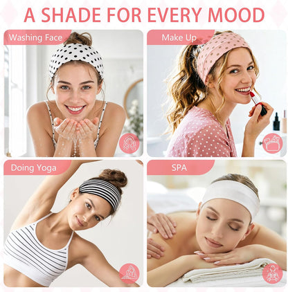 Headbands for Women – 8 Pack Wide Elastic Hair Bands, Soft Stretchy Non-Slip Sweatbands for Workouts, Yoga, Washing Face & Daily Wear