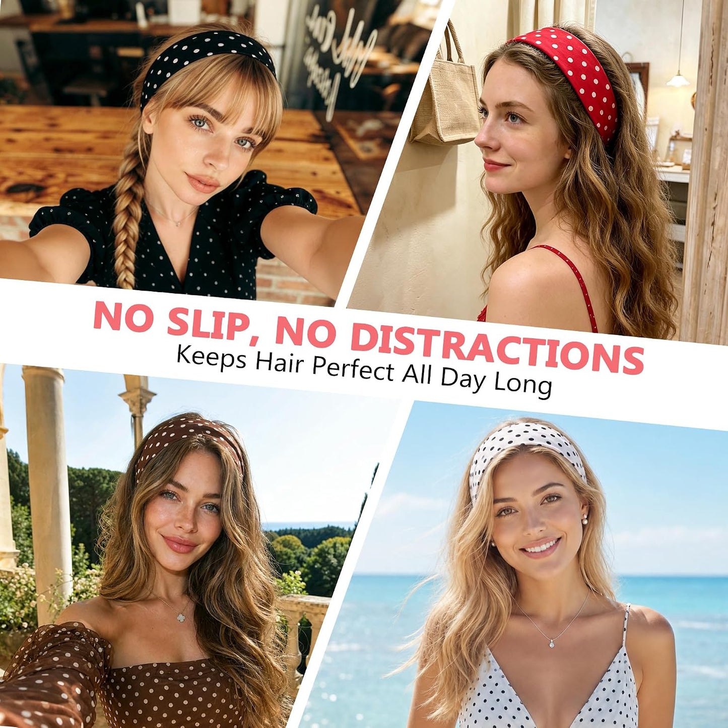 Headbands for Women – 8 Pack Wide Elastic Hair Bands, Soft Stretchy Non-Slip Sweatbands for Workouts, Yoga, Washing Face & Daily Wear