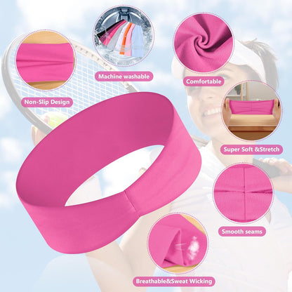 Headbands for Women – 8 Pack Wide Elastic Hair Bands, Soft Stretchy Non-Slip Sweatbands for Workouts, Yoga, Washing Face & Daily Wear
