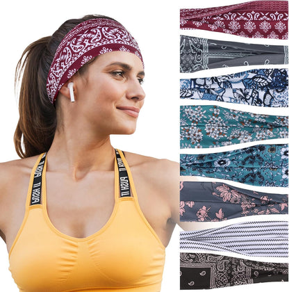 Headbands for Women – 8 Pack Wide Elastic Hair Bands, Soft Stretchy Non-Slip Sweatbands for Workouts, Yoga, Washing Face & Daily Wear