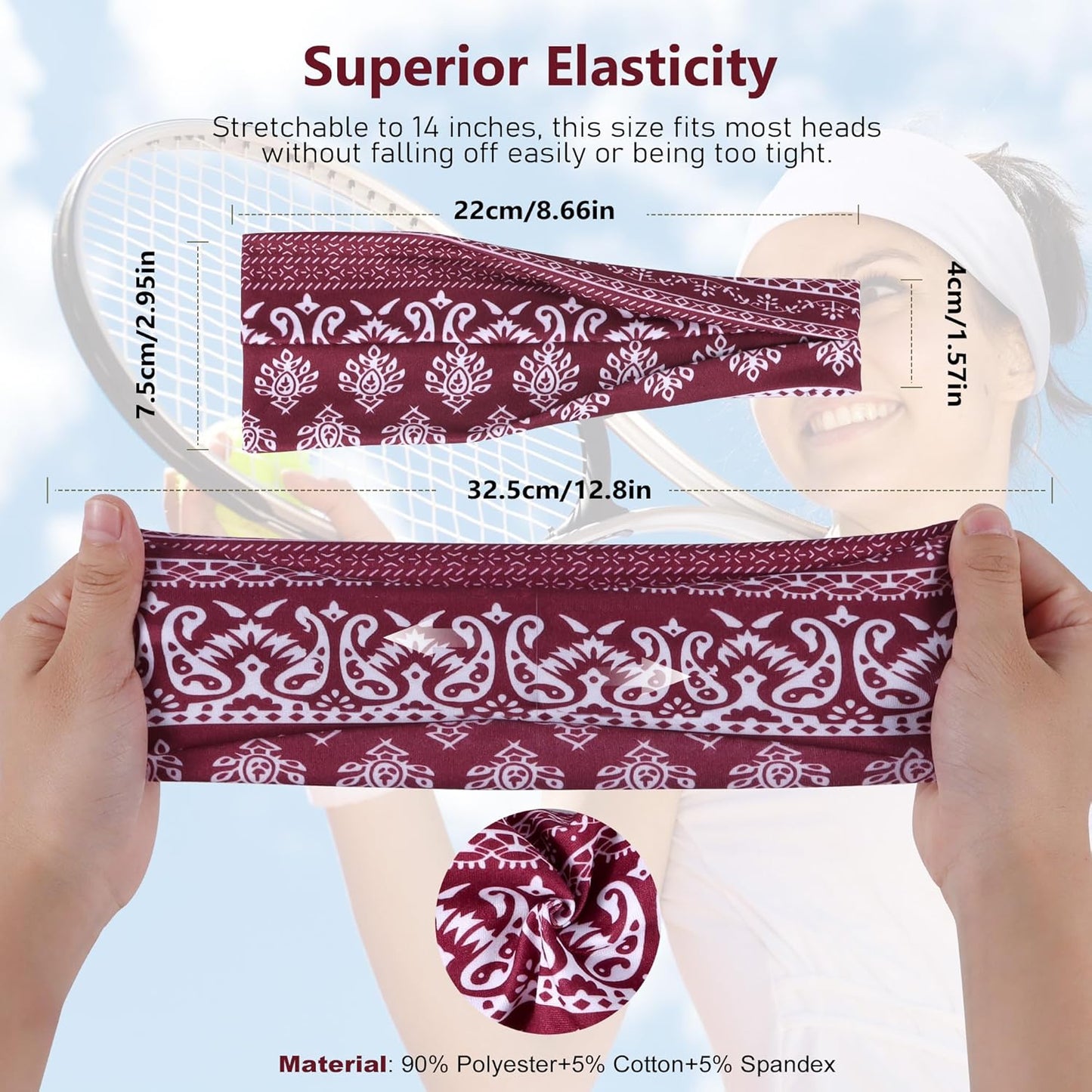 Headbands for Women – 8 Pack Wide Elastic Hair Bands, Soft Stretchy Non-Slip Sweatbands for Workouts, Yoga, Washing Face & Daily Wear