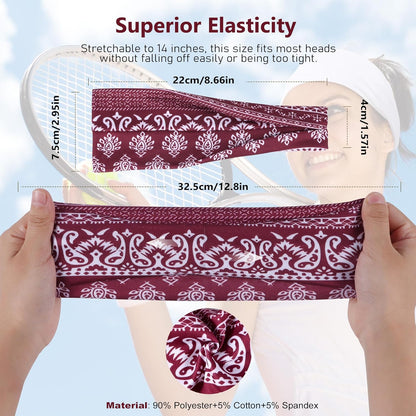Headbands for Women – 8 Pack Wide Elastic Hair Bands, Soft Stretchy Non-Slip Sweatbands for Workouts, Yoga, Washing Face & Daily Wear