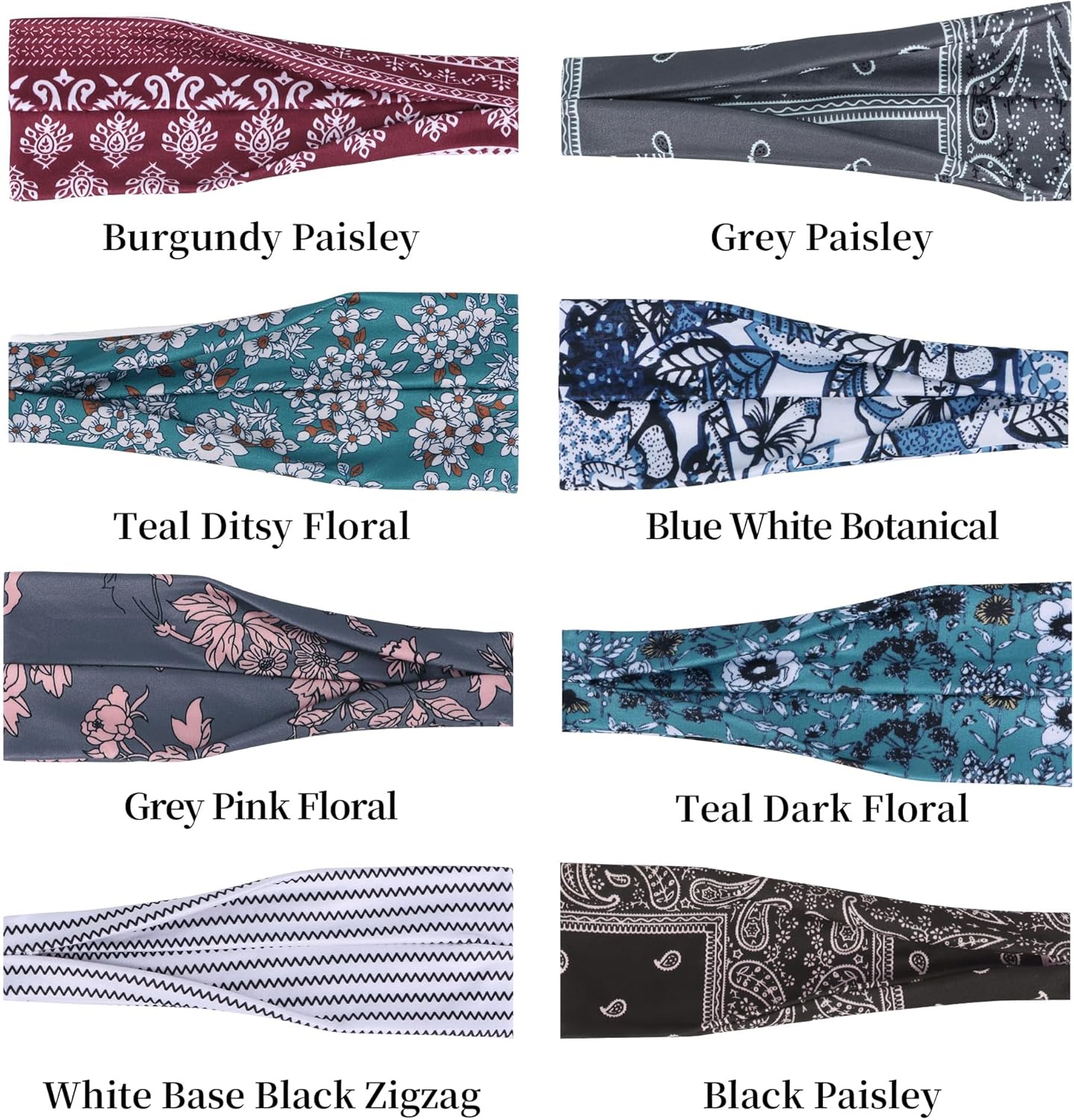 Headbands for Women – 8 Pack Wide Elastic Hair Bands, Soft Stretchy Non-Slip Sweatbands for Workouts, Yoga, Washing Face & Daily Wear