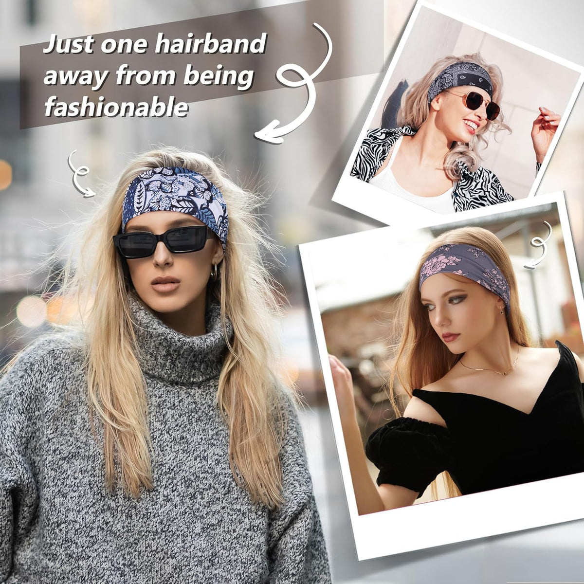 Headbands for Women – 8 Pack Wide Elastic Hair Bands, Soft Stretchy Non-Slip Sweatbands for Workouts, Yoga, Washing Face & Daily Wear