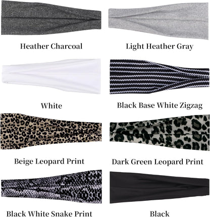 Headbands for Women – 8 Pack Wide Elastic Hair Bands, Soft Stretchy Non-Slip Sweatbands for Workouts, Yoga, Washing Face & Daily Wear