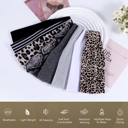 Headbands for Women – 8 Pack Wide Elastic Hair Bands, Soft Stretchy Non-Slip Sweatbands for Workouts, Yoga, Washing Face & Daily Wear