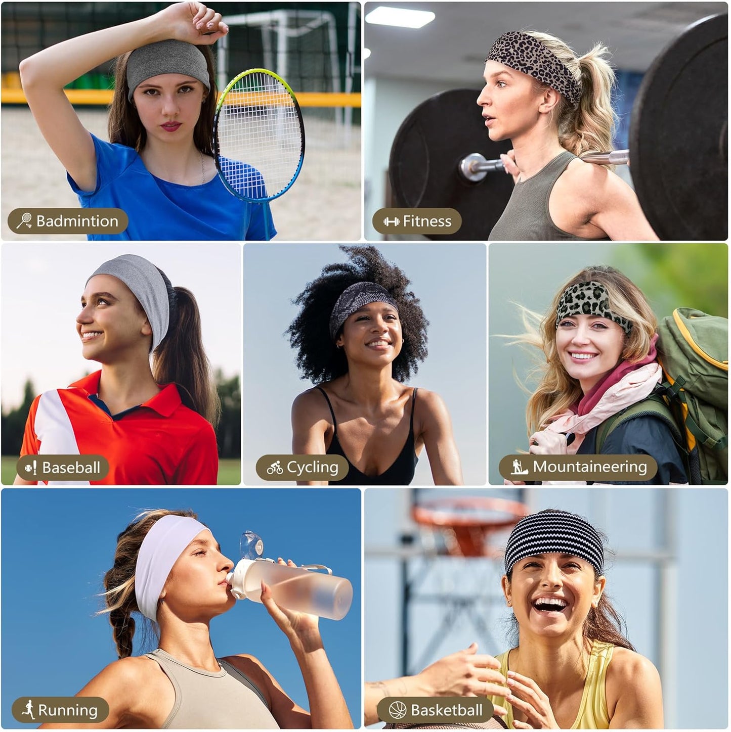 Headbands for Women – 8 Pack Wide Elastic Hair Bands, Soft Stretchy Non-Slip Sweatbands for Workouts, Yoga, Washing Face & Daily Wear