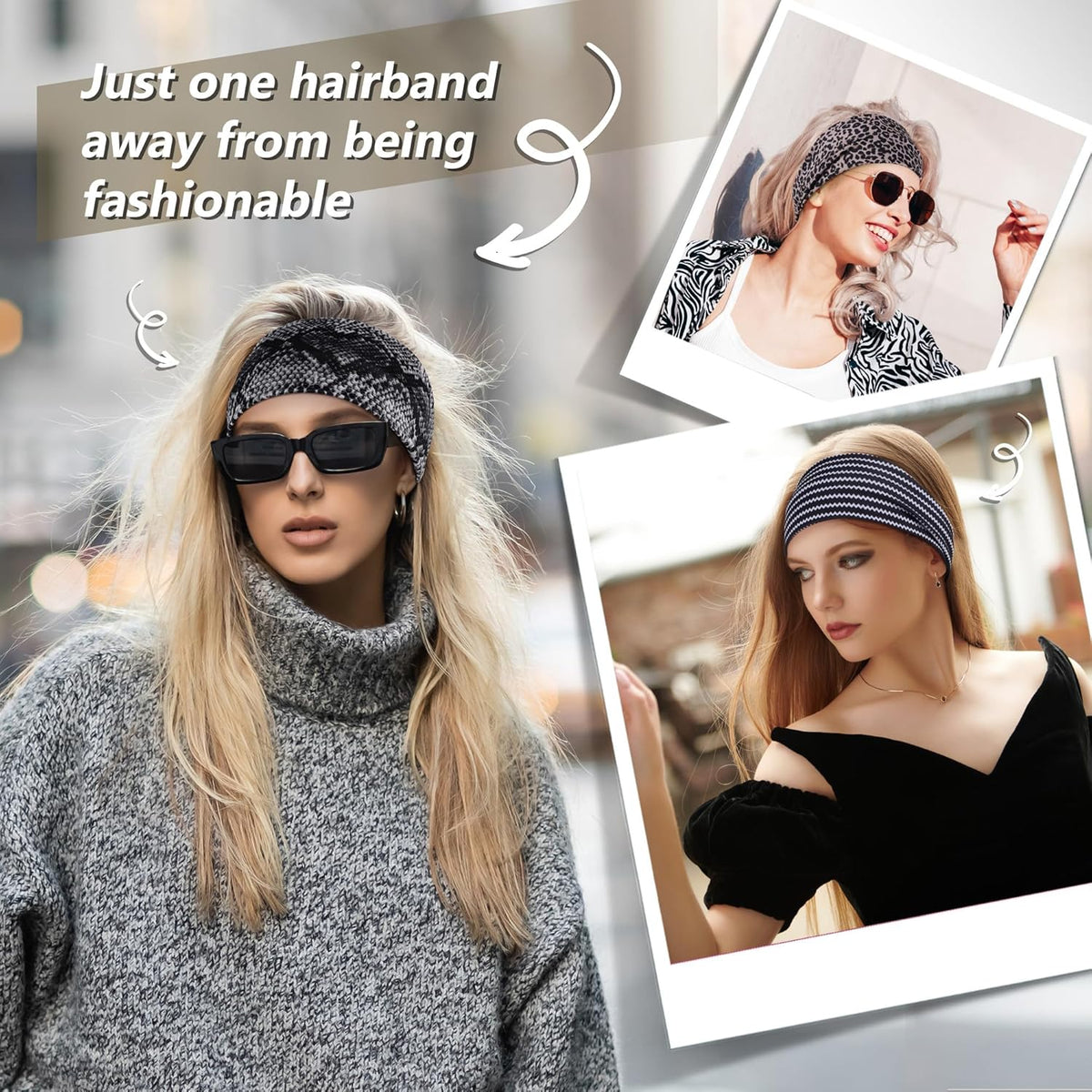 Headbands for Women – 8 Pack Wide Elastic Hair Bands, Soft Stretchy Non-Slip Sweatbands for Workouts, Yoga, Washing Face & Daily Wear