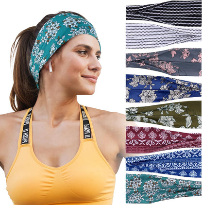 Headbands for Women – 8 Pack Wide Elastic Hair Bands, Soft Stretchy Non-Slip Sweatbands for Workouts, Yoga, Washing Face & Daily Wear