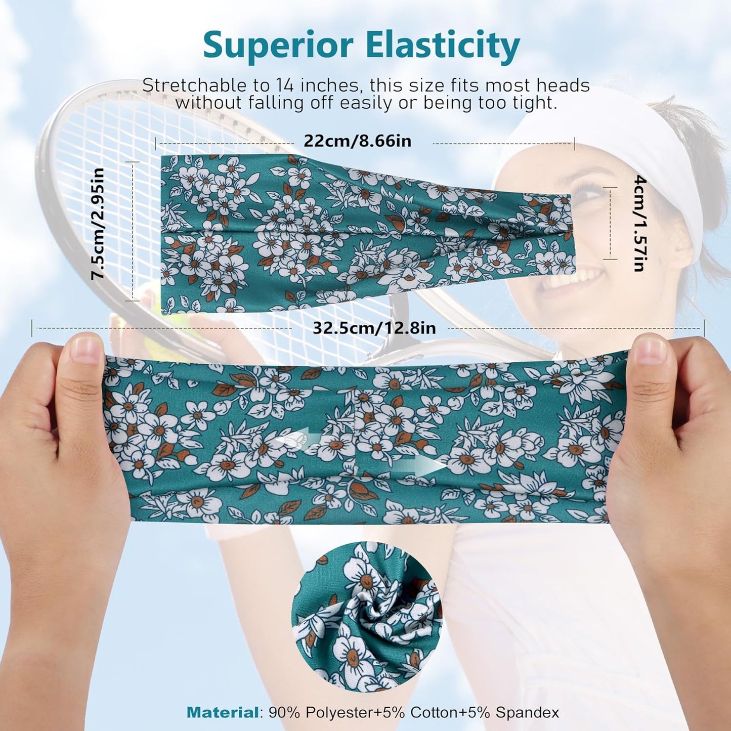 Headbands for Women – 8 Pack Wide Elastic Hair Bands, Soft Stretchy Non-Slip Sweatbands for Workouts, Yoga, Washing Face & Daily Wear