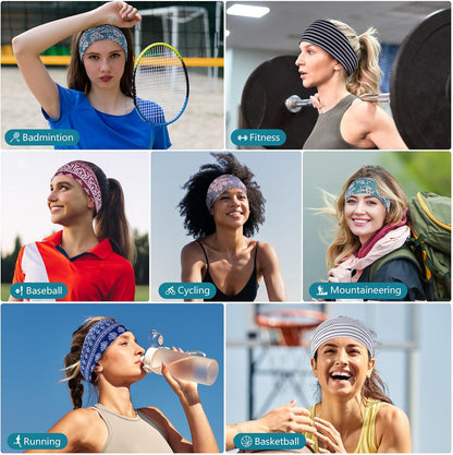 Headbands for Women – 8 Pack Wide Elastic Hair Bands, Soft Stretchy Non-Slip Sweatbands for Workouts, Yoga, Washing Face & Daily Wear