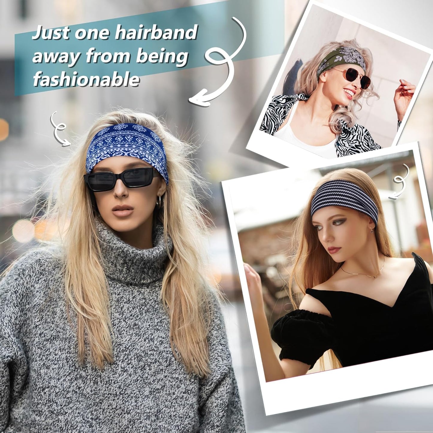 Headbands for Women – 8 Pack Wide Elastic Hair Bands, Soft Stretchy Non-Slip Sweatbands for Workouts, Yoga, Washing Face & Daily Wear