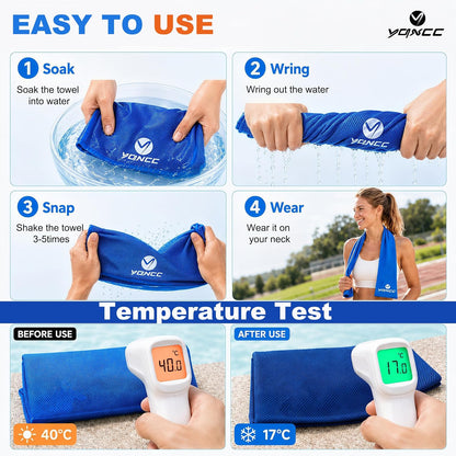 4 Pack Cooling Towels (47"x12"), Ice Cool Towels for Neck & Face