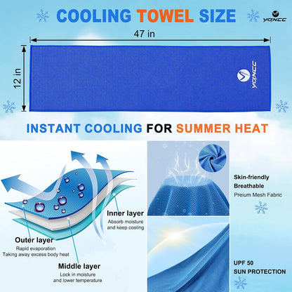 4 Pack Cooling Towels (47"x12"), Ice Cool Towels for Neck & Face